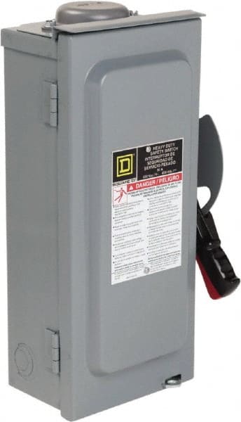 Square D - 30 Amp, 600 VAC/VDC, 3 Pole Nonfused Safety Switch - NEMA 3R, 10 hp at 600 VAC, 15 at 600 VDC (Single Phase), 30 hp at 600 VAC, 15 hp at 600 VDC (Triple Phase) - Exact Tooling