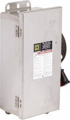 Square D - 30 Amp, 600 VAC/VDC, 3 Pole Fused Safety Switch - NEMA 12, 3, 3R, 4 & 4X, 7.5 hp at 480 VAC, 5 hp at 250 VDC (Single Phase), 20 hp at 600 VAC, 10 hp at 600 VDC (Triple Phase), 3PST Contact Form - Exact Tooling