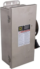 Square D - 30 Amp, 600 VAC/VDC, 3 Pole Fused Safety Switch - NEMA 12, 3, 3R, 4 & 4X, 7.5 hp at 480 VAC, 5 hp at 250 VDC (Single Phase), 20 hp at 600 VAC, 10 hp at 600 VDC (Triple Phase), 3PST Contact Form - Exact Tooling