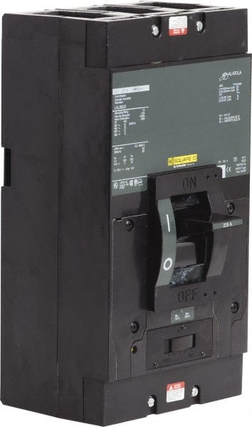 Square D - 225 Amp, 600 V, 3 Pole, Plug On Molded Case Circuit Breaker - Thermal Magnetic Trip, Multiple Breaking Capacity Ratings, 5.84 Inch Deep x 11 Inch High x 6 Inch Wide - Exact Tooling