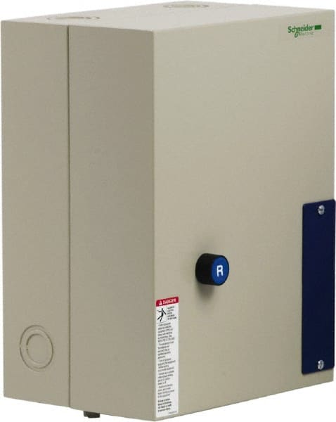 Schneider Electric - 3 Pole, 50 Amp, 120 Coil VAC, Nonreversible Enclosed IEC Motor Starter - 1 Phase Hp: 3 at 120 VAC, 7.5 at 240 VAC, 3 Phase Hp: 15 at 208 VAC, 15 at 230 VAC, 40 at 460 VAC, 40 at 575 VAC - Exact Tooling
