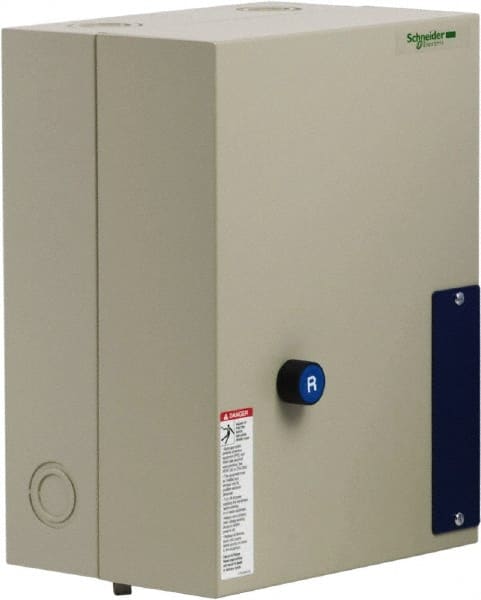 Schneider Electric - 3 Pole, 40 Amp, 120 Coil VAC, Nonreversible Enclosed IEC Motor Starter - 1 Phase Hp: 3 at 120 VAC, 5 at 240 VAC, 3 Phase Hp: 10 at 208 VAC, 10 at 230 VAC, 30 at 460 VAC, 30 at 575 VAC - Exact Tooling