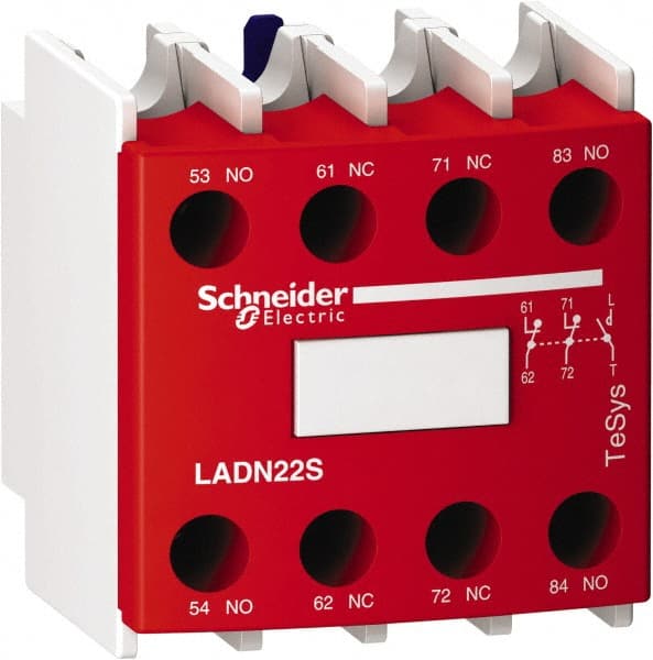 Schneider Electric - Contactor Red Auxiliary Contact Block - For Use with Size 00-2 Contactors and Size 00-2 Starters - Exact Tooling