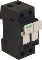 Schneider Electric - 2 Pole, 600 Volt, 32 Amp, DIN Rail Mount Fuse Holder - Compatible with 38mm Long x 35mm Wide and 10mm Diameter Fuse - Exact Tooling