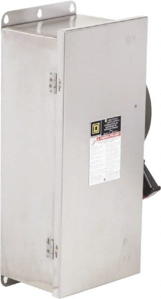 Square D - 100 Amp, 600 VAC/VDC, 3 Pole Nonfused Safety Switch - NEMA 12, 3, 3R, 4 & 4X, 40 hp at 600 VAC, 50 hp at 600 VDC (Single Phase), 100 hp at 600 VAC, 50 hp at 600 VDC (Triple Phase) - Exact Tooling