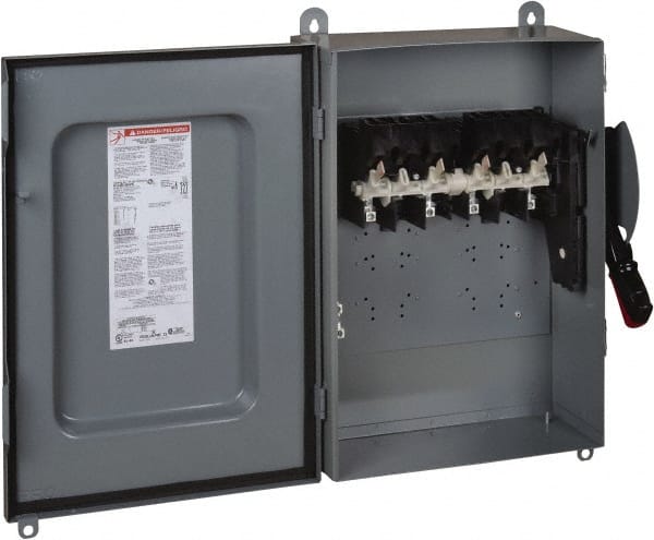 Square D - 30 Amp, 600 VAC/VDC, 4 Pole Nonfused Safety Switch - NEMA 12 & 3R, 30 hp at 600 VAC, 15 hp at 600 VDC (Triple Phase), 4PST Contact Form - Exact Tooling