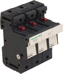 Schneider Electric - 3 Pole, 600 Volt, 50 Amp, DIN Rail Mount Fuse Holder - Compatible with 51mm Long x 70mm Wide and 14mm Diameter Fuse - Exact Tooling