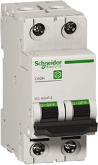 Schneider Electric - 10 Amp, 440 VAC, 2 Pole, DIN Rail Mounted Miniature Circuit Breaker - Magnetic Trip, Multiple Breaking Capacity Ratings, 18-4 AWG, 76mm Deep x 81mm High x 36mm Wide - Exact Tooling