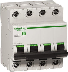 Schneider Electric - 40 Amp, 440 VAC, 4 Pole, DIN Rail Mounted Miniature Circuit Breaker - Magnetic Trip, Multiple Breaking Capacity Ratings, 18-2 AWG, 76mm Deep x 81mm High x 72mm Wide - Exact Tooling