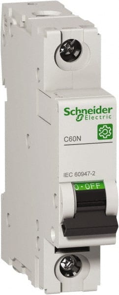 Schneider Electric - 6 Amp, 440 VAC, 1 Pole, DIN Rail Mounted Miniature Circuit Breaker - Magnetic Trip, Multiple Breaking Capacity Ratings, 18-4 AWG, 76mm Deep x 81mm High x 18mm Wide - Exact Tooling