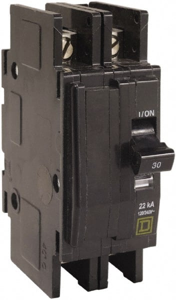 Square D - 30 Amp, 240 VAC, 2 Pole, Panel Mount Miniature Circuit Breaker - 14-2 AWG - Exact Tooling