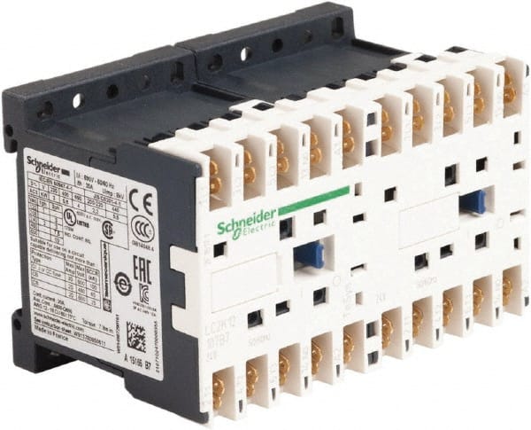Schneider Electric - 3 Pole, 24 Coil VAC at 50/60 Hz, 12 Amp at 440 VAC, 16 Amp at 690 VAC and 20 Amp at 440 VAC, Reversible IEC Contactor - BS 5424, CSA, IEC 60947, NF C 63-110, RoHS Compliant, UL Listed, VDE 0660 - Exact Tooling