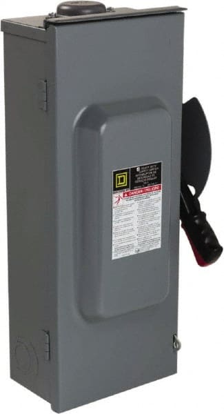 Square D - 100 Amp, 600 VAC/VDC, 3 Pole Nonfused Safety Switch - NEMA 3R, 40 hp at 600 VAC, 50 hp at 600 VDC (Single Phase), 100 hp at 600 VAC, 50 hp at 600 VDC (Triple Phase), 3PST Contact Form - Exact Tooling