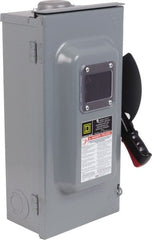 Square D - 60 Amp, 600 V, 3 Pole Nonfused Safety Switch - NEMA 3R, 1 & 3 Phase, 30 hp at 600 VAC (Single Phase), 60 hp at 60 VAC (Triple Phase), 3PST Contact Form - Exact Tooling