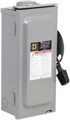 Square D - 60 Amp, 240 V, 2 Pole Fused Safety Switch - NEMA 3R, 10 hp at 240 VAC (Single Phase), 15 hp at 240 VAC (Triple Phase), DPST Contact Form - Exact Tooling