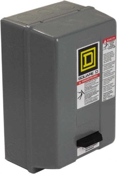 Square D - 110 Coil VAC at 50 Hz, 120 Coil VAC at 60 Hz, 18 Amp, Nonreversible Enclosed Enclosure NEMA Motor Starter - 1 hp at 1 Phase, 1 Enclosure Rating - Exact Tooling
