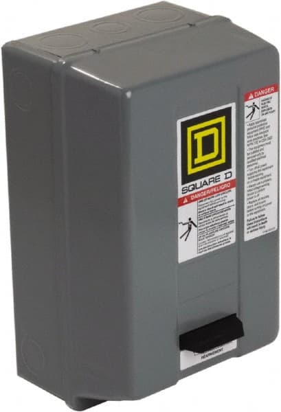 Square D - 220 Coil VAC at 50 Hz, 240 Coil VAC at 60 Hz, 18 Amp, Nonreversible Enclosed Enclosure NEMA Motor Starter - 2 hp at 1 Phase, 1 Enclosure Rating - Exact Tooling