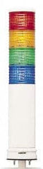 Schneider Electric - Blue, Green, Orange & Red LED Flashing & Steady Stackable Tower Light with Buzzer - 60 to 85 dB, Base Mount, IP54, 24V, -22 to 122°F - Exact Tooling