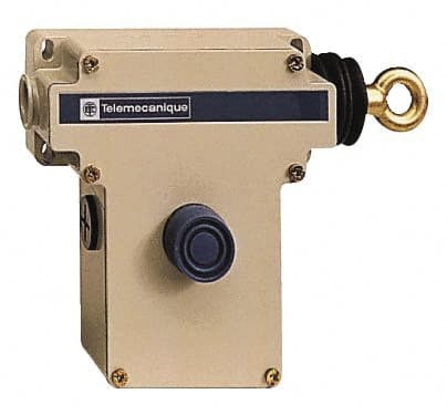 Telemecanique Sensors - 10 Amp, 2NO/2NC Configuration, Right Hand Operation, Rope Operated Limit Switch - Pushbutton Reset, Rope Pull, Pilot Light Indicator, 300 VAC - Exact Tooling