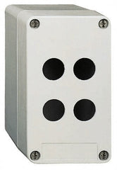 Schneider Electric - 4 Hole, 22mm Hole Diameter, Glass Reinforced Polyester Pushbutton Switch Enclosure - 146mm High x 85mm Wide x 83mm Deep - Exact Tooling
