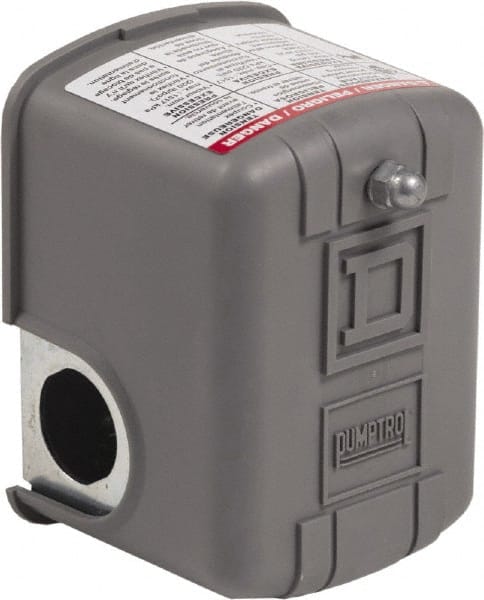 Square D - 1 NEMA Rated, General Purpose Pressure and Level Switch - Fixed Pressure, 575 VAC, Screw Terminal, For Use with Electrically Driven Air Compressors - Exact Tooling
