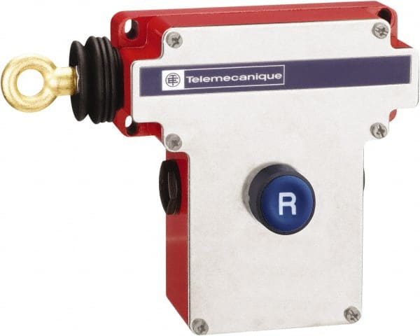 Telemecanique Sensors - 10 Amp, NO/NC Configuration, Left Hand Operation, Rope Operated Limit Switch - Pushbutton Reset, Cable Pull, No Pilot Light, 300 VAC - Exact Tooling