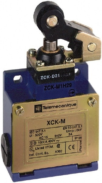 Telemecanique Sensors - DP, NC/NO, 240 VAC, Screw Terminal, Roller Plunger Actuator, General Purpose Limit Switch - IP66 IPR Rating - Exact Tooling