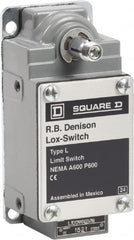 Square D - DPST, 2NO, 600 Volt, Screw Terminal, Rotary Spring Return Actuator, General Purpose Limit Switch - 1, 2, 4, 12, 13 NEMA Rating, IP67 IPR Rating - Exact Tooling