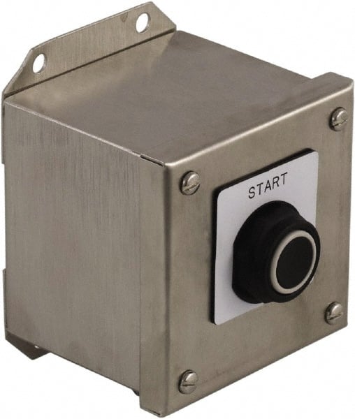 Schneider Electric - 1 Operator, Pushbutton Control Station - Stop (Legend), Momentary Switch, NC Contact, NEMA 1, 13, 3, 4 - Exact Tooling