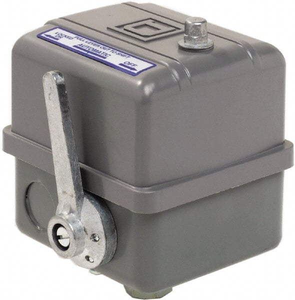 Square D - 1, 7, 9 and 3R NEMA Rated, 80 to 100 psi, Electromechanical Pressure and Level Switch - Adjustable Pressure, 575 VAC, L1-T1, L2-T2 Terminal, For Use with Square D Pumptrol - Exact Tooling