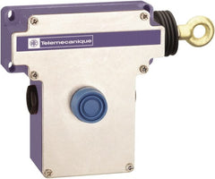Telemecanique Sensors - 10 Amp, 2NO/2NC Configuration, Right Hand Operation, Rope Operated Limit Switch - Pushbutton Reset, Cable Pull, 300 VAC - Exact Tooling