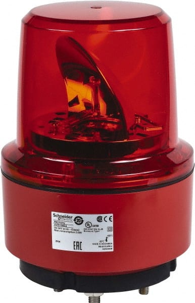 Schneider Electric - 24 VDC, 125 mAmp, Rotating Beacon LED Light - Surface Mounted, 7.05 Inch High, 130mm Diameter, 162 Flashes per min - Exact Tooling