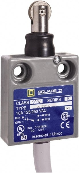 Square D - SPDT, NC/NO, Prewired Terminal, Roller Plunger Actuator, General Purpose Limit Switch - 1, 2, 4, 6, 6P NEMA Rating, IP67 IPR Rating, 80 Ounce Operating Force - Exact Tooling