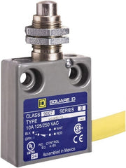 Square D - SPDT, NC/NO, 240 VAC, Prewired Terminal, Plunger Actuator, General Purpose Limit Switch - 1, 2, 4, 6, 6P NEMA Rating, IP67 IPR Rating, Panel Mount, 80 Ounce Operating Force - Exact Tooling