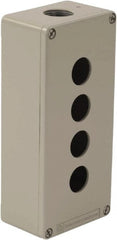 Schneider Electric - 4 Hole, 1.18 Inch Hole Diameter, Zinc Alloy Pushbutton Switch Enclosure - 6.9 Inch High x 3.15 Inch Wide x 2.03 Inch Deep, 4, 13 NEMA Rated - Exact Tooling
