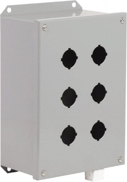 Schneider Electric - 6 Hole, 30mm Hole Diameter, Steel Pushbutton Switch Enclosure - 3, 13 NEMA Rated - Exact Tooling