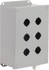 Schneider Electric - 6 Hole, 30mm Hole Diameter, Steel Pushbutton Switch Enclosure - 3, 13 NEMA Rated - Exact Tooling