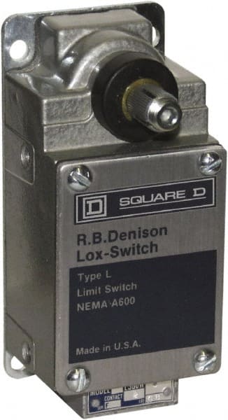Square D - DPST, 2NC, 600 Volt, Screw Terminal, Rotary Spring Return Actuator, General Purpose Limit Switch - 1, 2, 4, 12, 13 NEMA Rating, IP67 IPR Rating - Exact Tooling