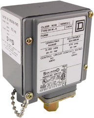 Square D - 4, 13 and 4X NEMA Rated, SPDT, 3 to 150 psi, Electromechanical Pressure and Level Switch - Fixed Pressure, 120 VAC at 6 Amp, 125 VDC at 0.22 Amp, 240 VAC at 3 Amp, 250 VDC at 0.27 Amp, 1/4 Inch Connector, Screw Terminal, For Use with 9012G - Exact Tooling
