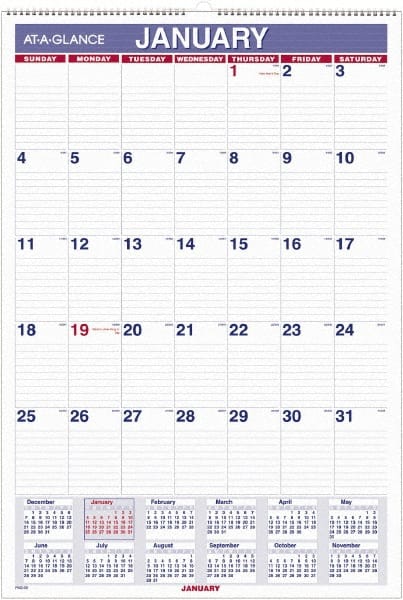 AT-A-GLANCE - 12 Sheet, 5-1/2 x 8-1/2", Wall Calendar - White - Exact Tooling