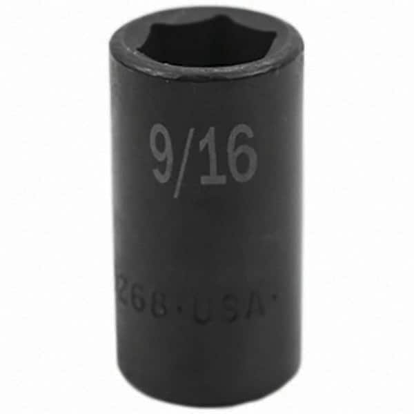 SK - Impact Socket - 3/8"DR 6PT 9/16" SEMI-DEEP IMPACT SOCKET - Exact Tooling
