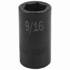 SK - Impact Socket - 3/8"DR 6PT 9/16" SEMI-DEEP IMPACT SOCKET - Exact Tooling