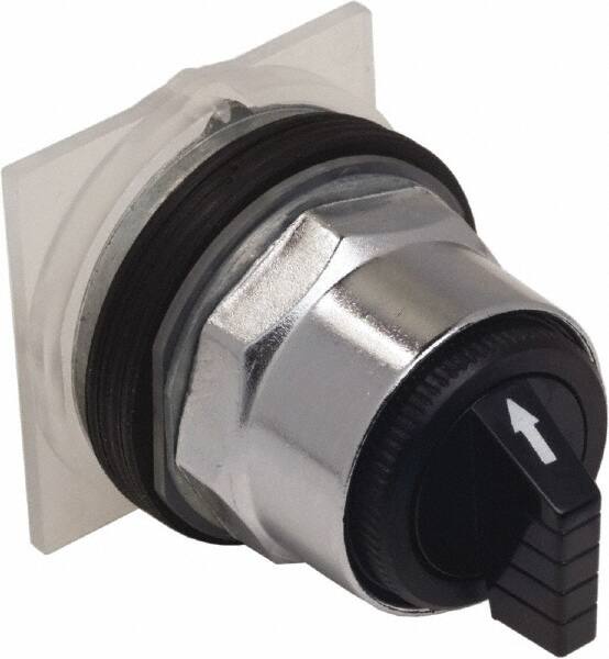 Schneider Electric - 1.18 Inch Mount Hole, 3 Position, Knob and Pushbutton Operated, Selector Switch Only - Black, Maintained (MA), without Contact Blocks, Weatherproof and Dust and Oil Resistant - Exact Tooling