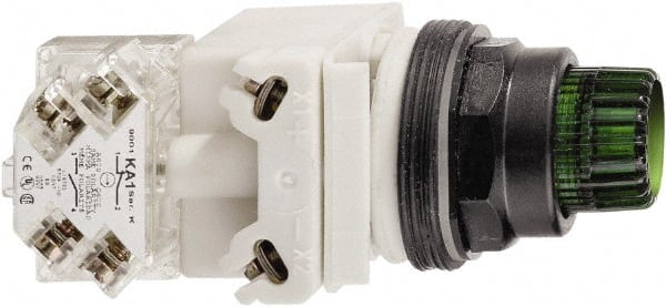 Schneider Electric - 30mm Mount Hole, Extended Straight, Pushbutton Switch Only - Octagon, Green Pushbutton, Illuminated, Momentary (MO) - Exact Tooling