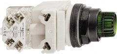Schneider Electric - 30mm Mount Hole, Extended Straight, Pushbutton Switch Only - Octagon, Green Pushbutton, Illuminated, Momentary (MO) - Exact Tooling