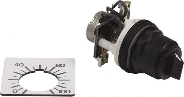 Square D - 2,000 Ohm, 30mm, 300 VAC Potentiometer - 2 Watts, Nonilluminated, Knob Operated, NEMA 4, 13 - Exact Tooling