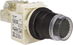 Schneider Electric - 30mm Mount Hole, Extended Straight, Pushbutton Switch with Contact Block - Green Pushbutton, Momentary (MO) - Exact Tooling