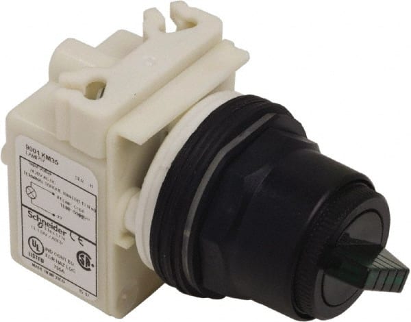 Schneider Electric - 30mm Mount Hole, 2 Position, Knob Operated, Selector Switch Only - Maintained (MA), Nonilluminated, without Contact Blocks, Shock and Vibration Resistant - Exact Tooling