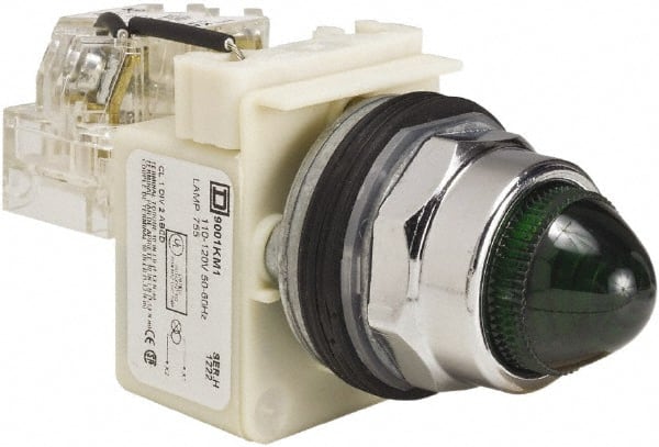 Schneider Electric - 120 VAC Green Lens Indicating Light - Screw Clamp Connector - Exact Tooling