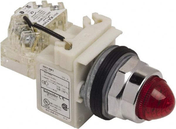Schneider Electric - 120 VAC Red Lens Indicating Light - Screw Clamp Connector - Exact Tooling